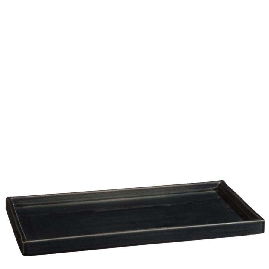 Aflangt fad håndlavet keramik, Atelier Bernex, aske sort